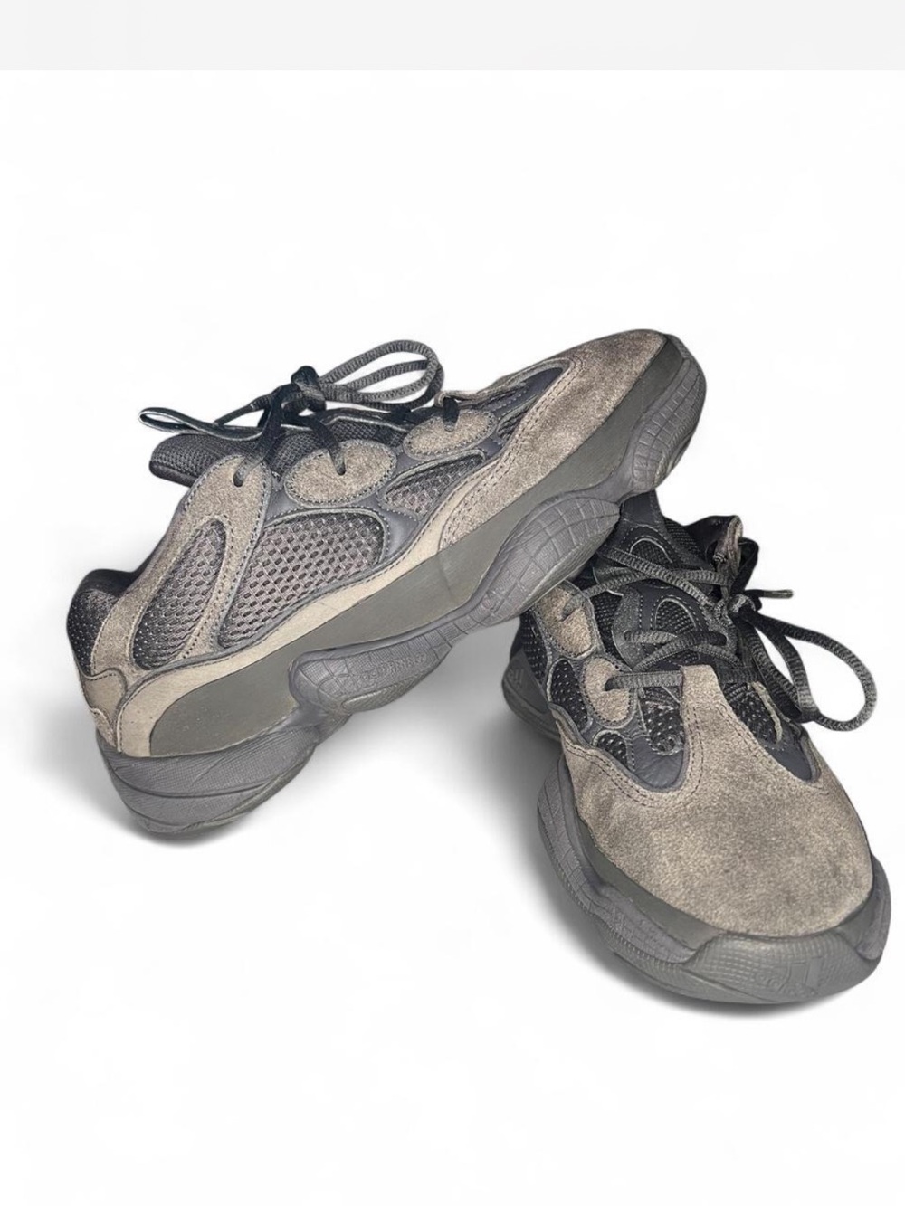Yeezy Men's Chunky Suede & Mesh Sneakers in Grey sz 11